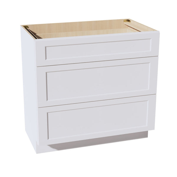 Shaker Vanity Drawer Cabinet 36" (VDB3621) · Ardelle - White - Hero