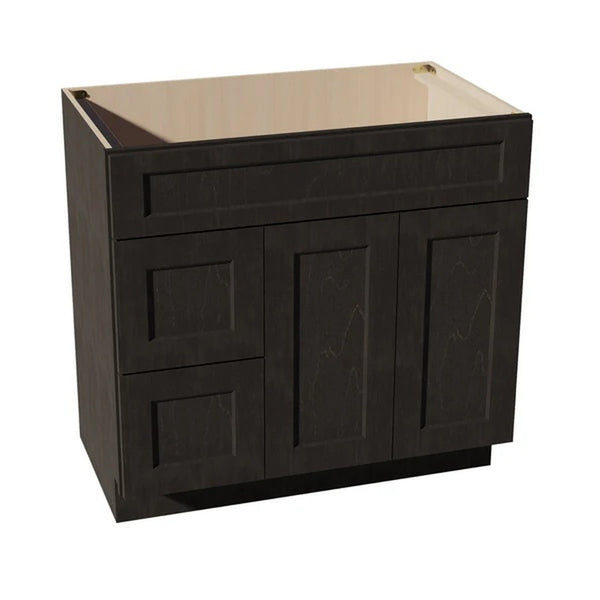 Shaker Vanity Drawer Cabinet 36" (VSD3621L) · Ardelle - Charcoal - Hero