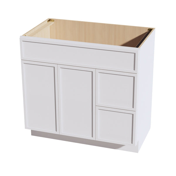 Slim Shaker Vanity Drawer Cabinet 36" (VSD3621R) · Slim - Frost - Hero