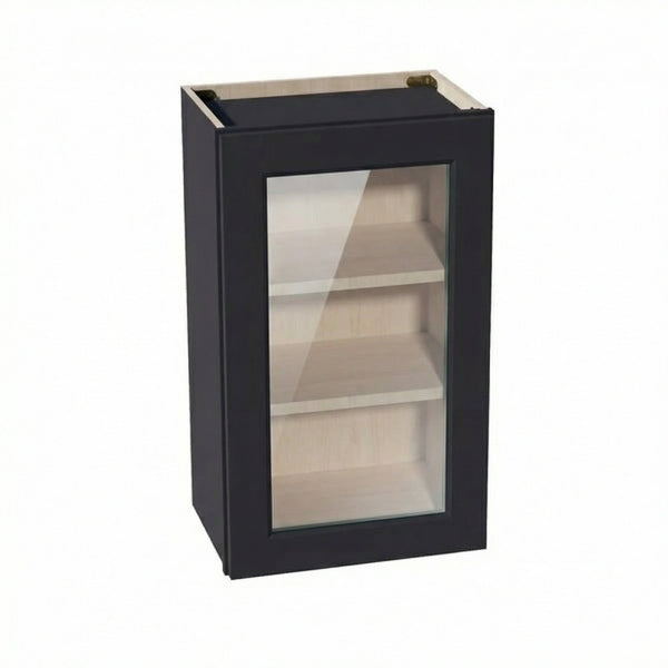 Shaker Glass Door Wall Cabinet 18" (W1830GD) · Ardelle - Ebony - Hero
