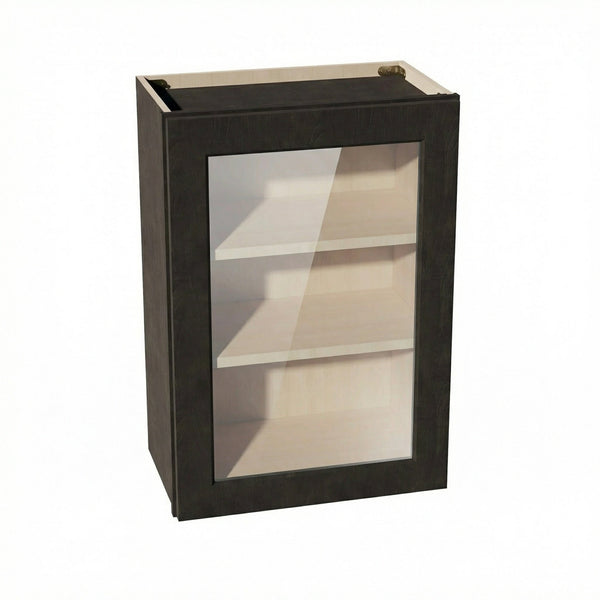 Shaker Glass Door Wall Cabinet 21" (W2130GD) · Ardelle - Charcoal - Hero