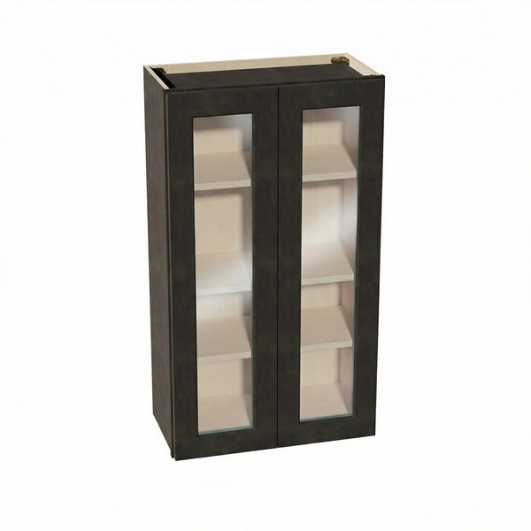 Shaker Glass Door Wall Cabinet 24" (W2442GD) · Ardelle - Charcoal - Hero