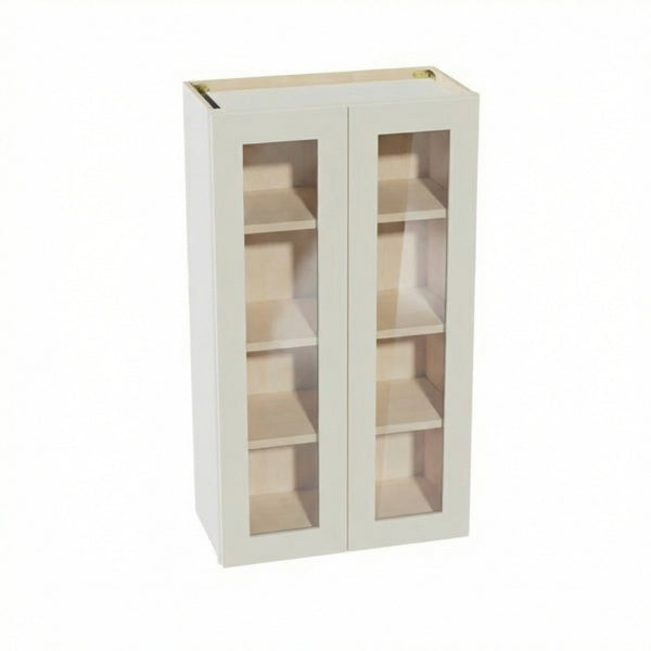 Shaker Glass Door Wall Cabinet 24" (W2442GD) · Tallis - Swan White - Hero