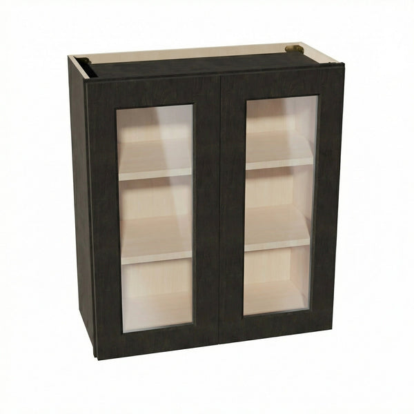 Shaker Glass Door Wall Cabinet 27" (W2730GD) · Ardelle - Charcoal - Hero