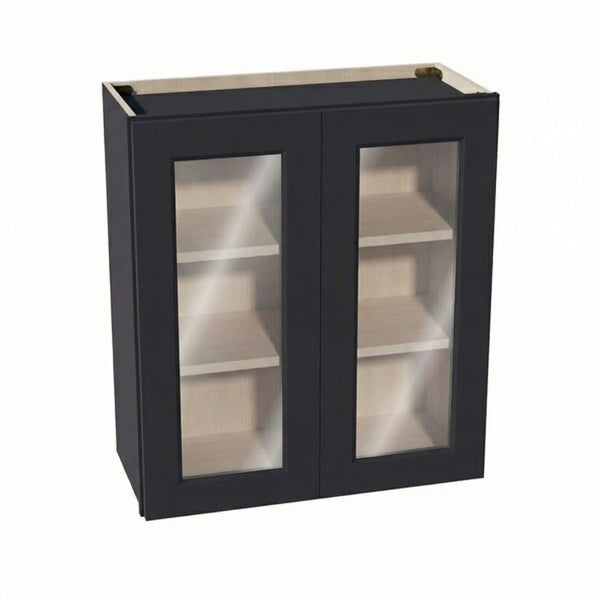 Shaker Glass Door Wall Cabinet 27" (W2730GD) · Ardelle - Ebony - Hero
