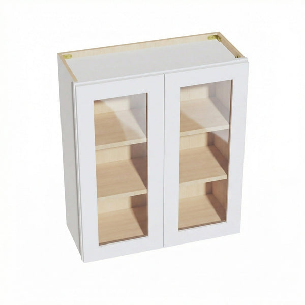 Shaker Glass Door Wall Cabinet 27" (W2730GD) · Ardelle - White - Hero