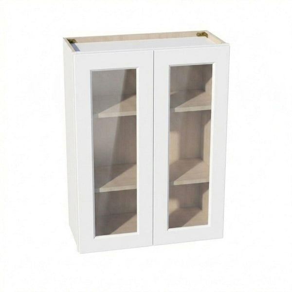 Shaker Glass Door Wall Cabinet 27" (W2736GD) · Ardelle - White - Hero