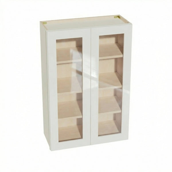 Shaker Glass Door Wall Cabinet 27" (W2742GD) · Tallis - Swan White - Hero