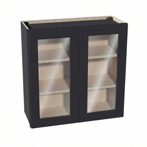 Shaker Glass Door Wall Cabinet 30" (W3030GD) · Ardelle - Ebony - Hero