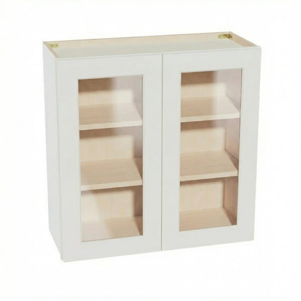 Shaker Glass Door Wall Cabinet 30" (W3030GD) · Tallis - Swan White - Hero