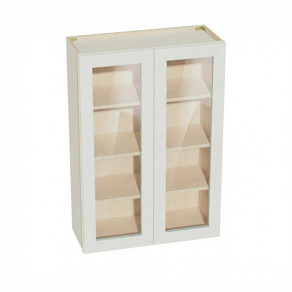 Shaker Glass Door Wall Cabinet 30" (W3042GD) · Tallis - Swan White - Hero