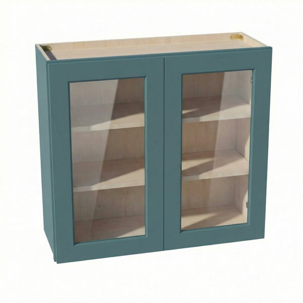 Shaker Glass Door Wall Cabinet 33" (W3330GD) · Tallis - Fairy Green - Hero
