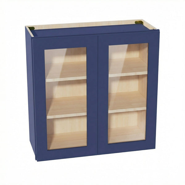 Shaker Glass Door Wall Cabinet 36" (W3630GD) · Ardelle - Blue - Hero