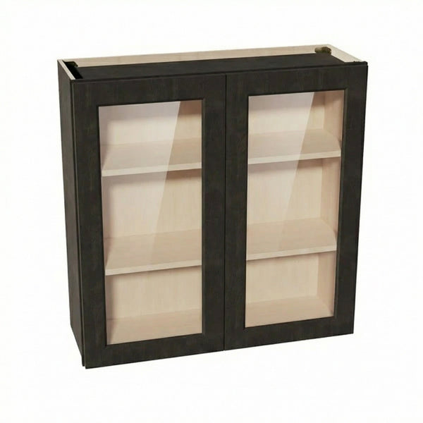 Shaker Glass Door Wall Cabinet 36" (W3636GD) · Ardelle - Charcoal - Hero
