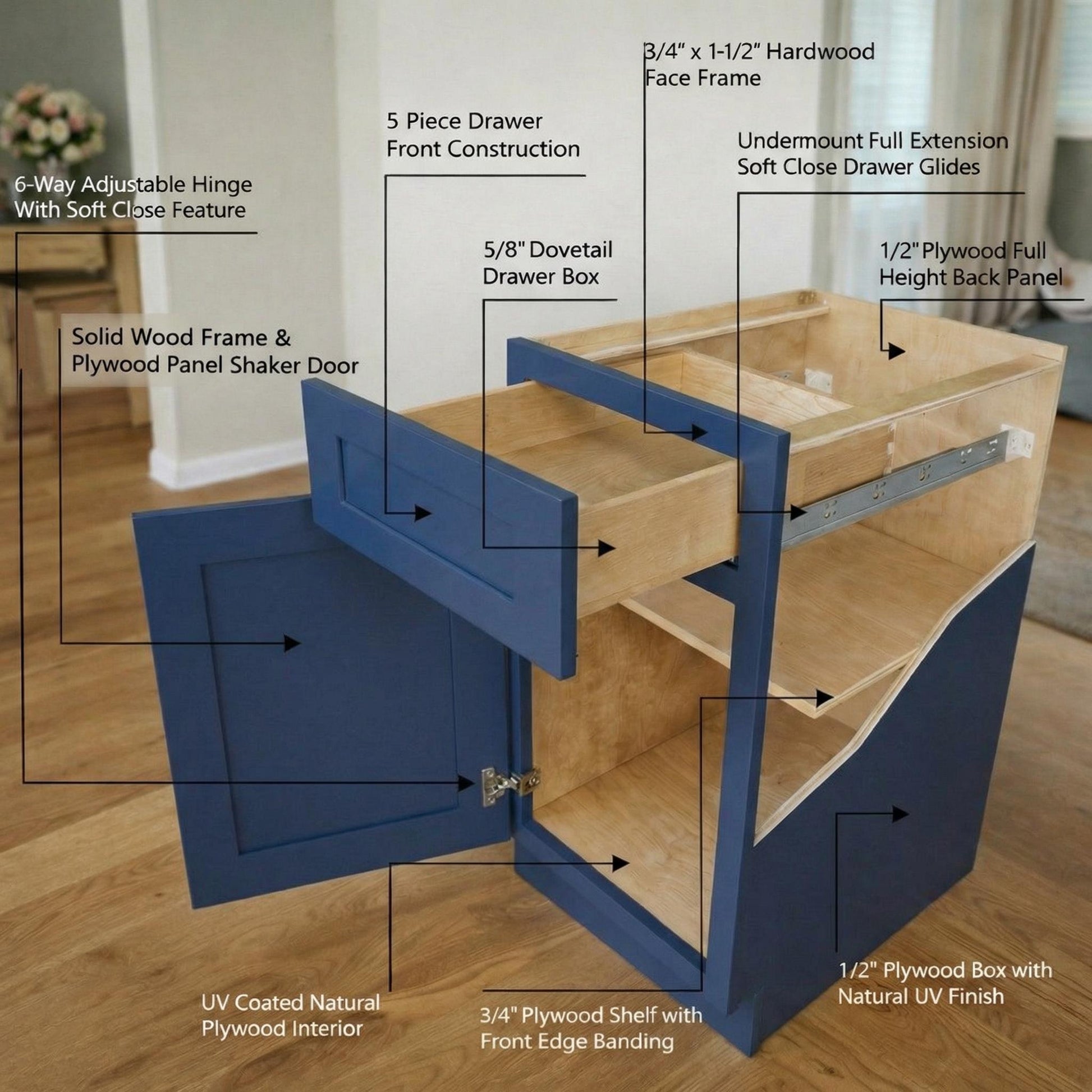 Shaker Glass Door Wall Cabinet 36" (W3630GD) · Ardelle
