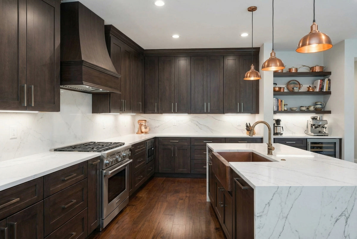 Charcoal Kitchen with Copper Accents