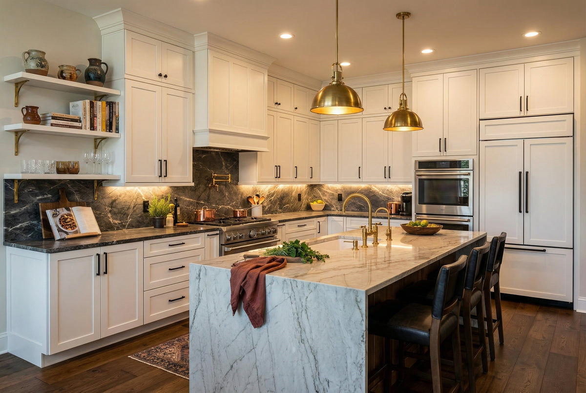 White & Dark Stone Kitchen