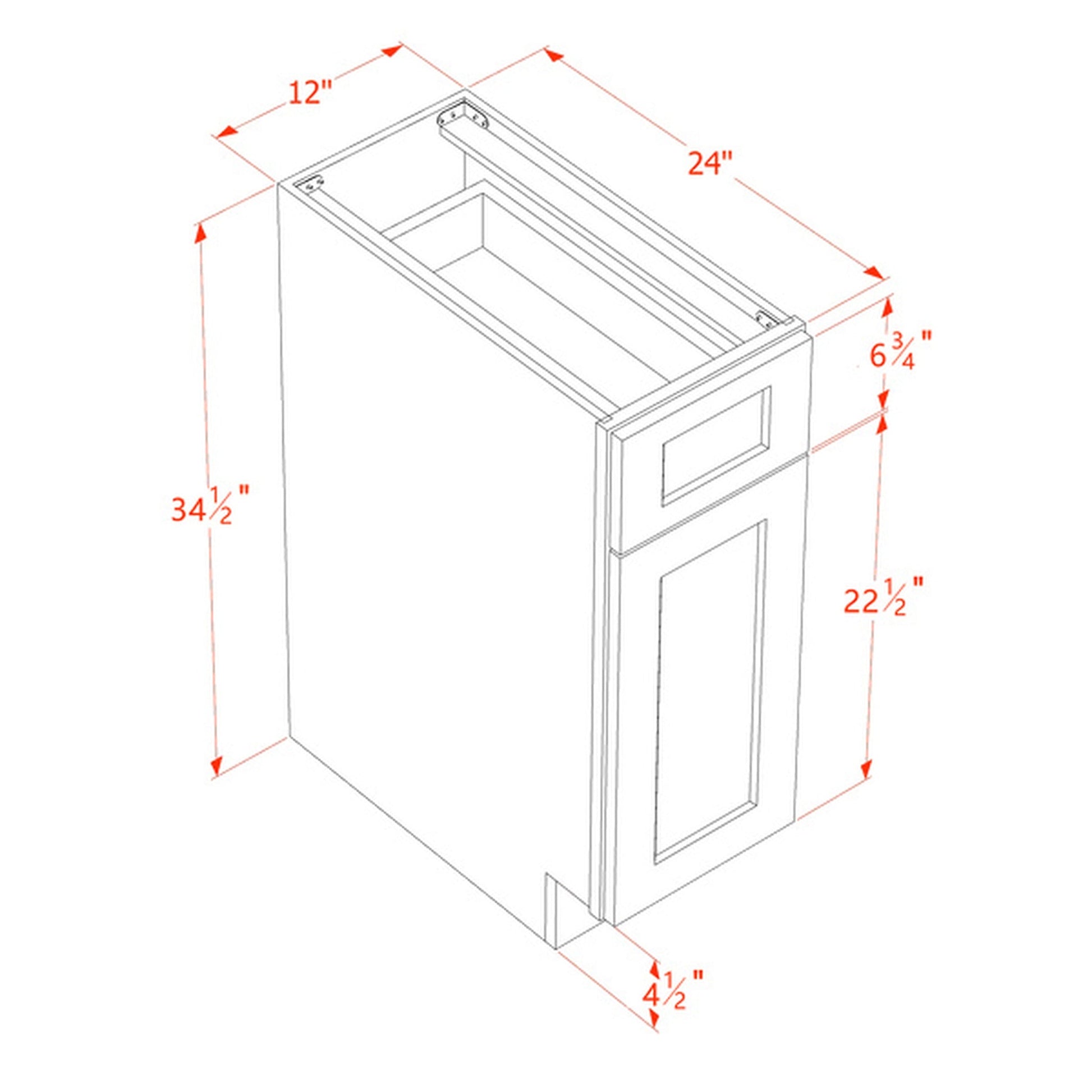 Slim Shaker Base Cabinet 12" (B12) · Slim