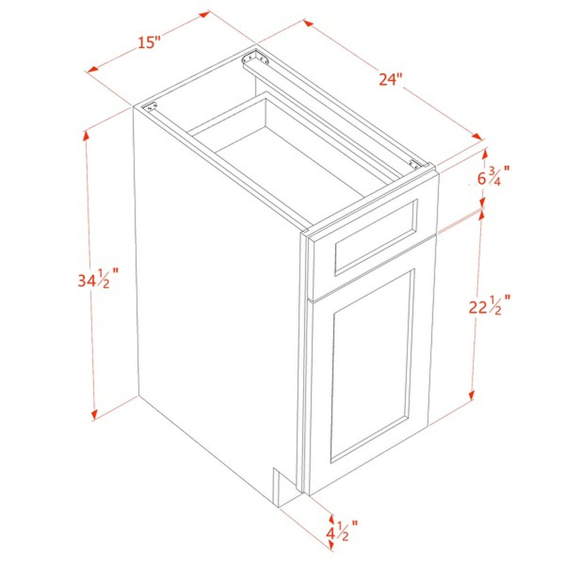 Slim Shaker Base Cabinet 15" (B15) · Slim