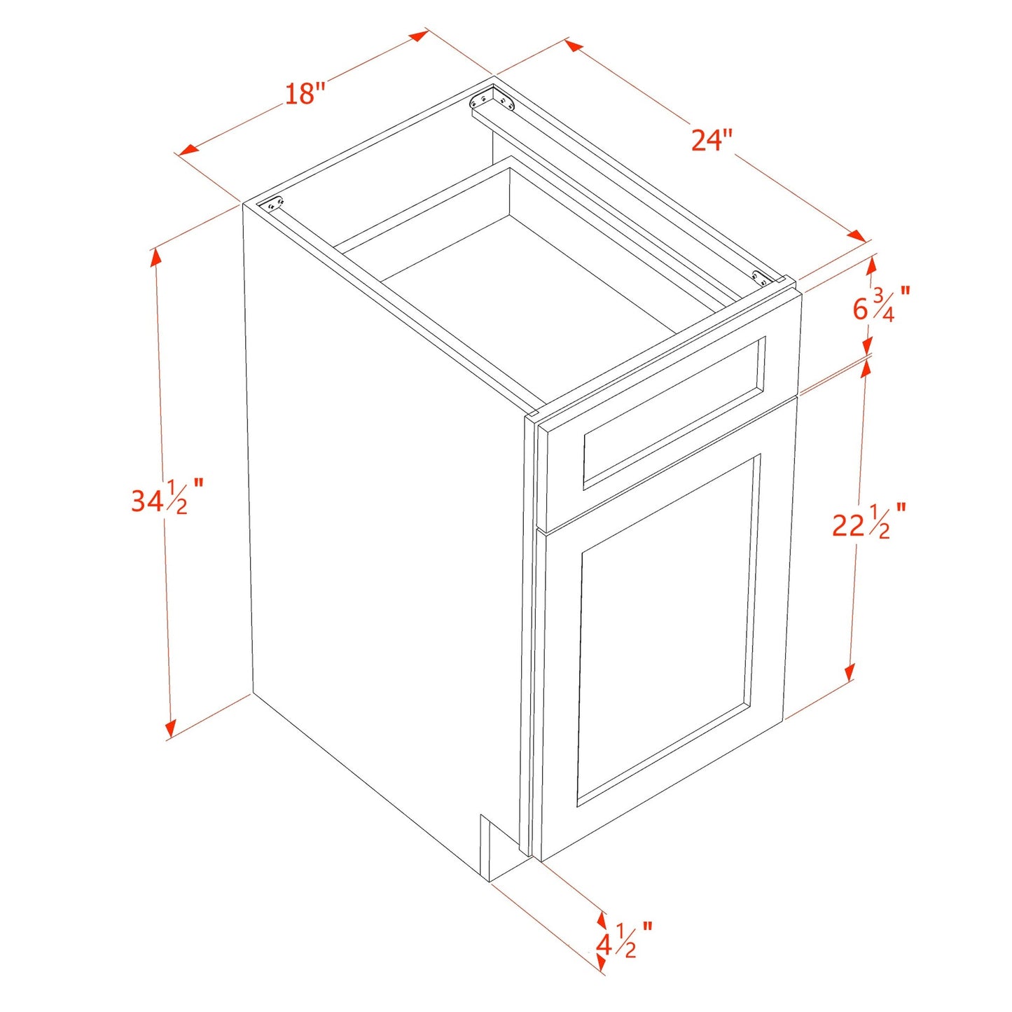 Quik Cabinets B18 Ardelle Timber - Dimensions
