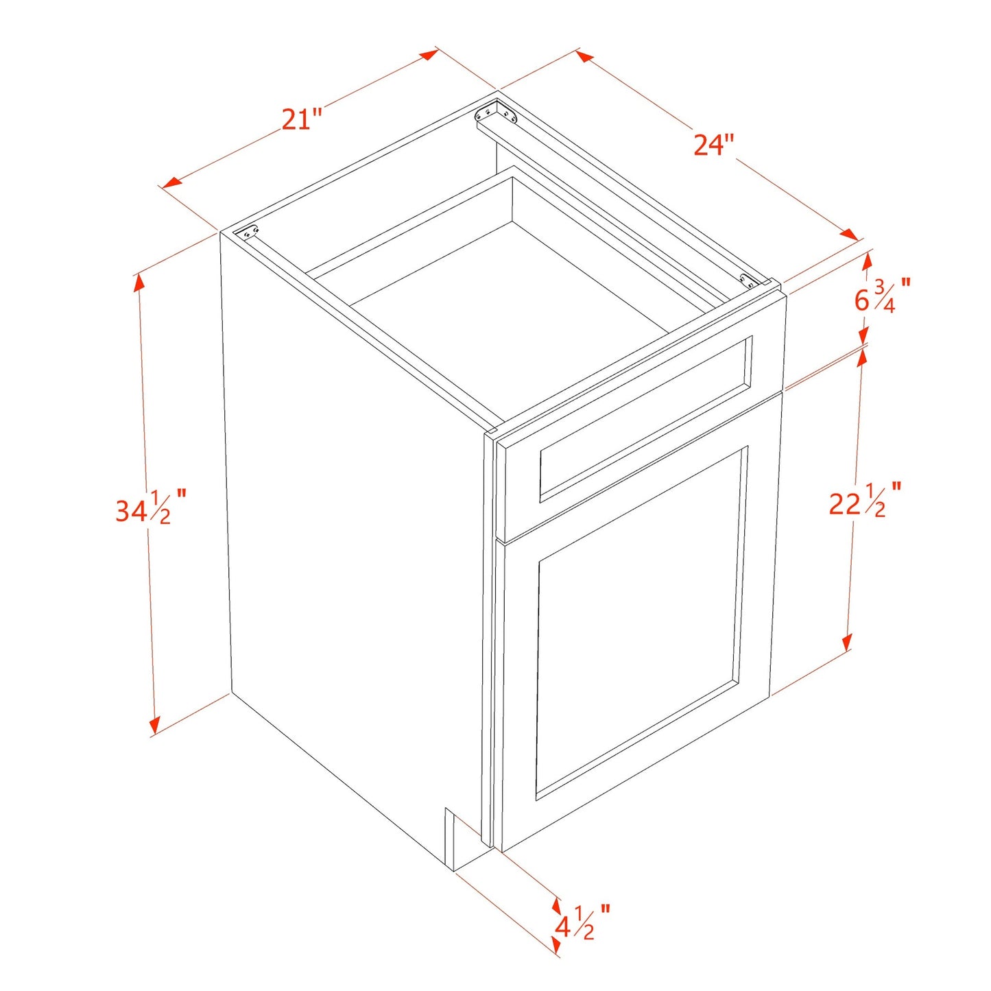 Quik Cabinets B21 Ardelle Timber - Dimensions