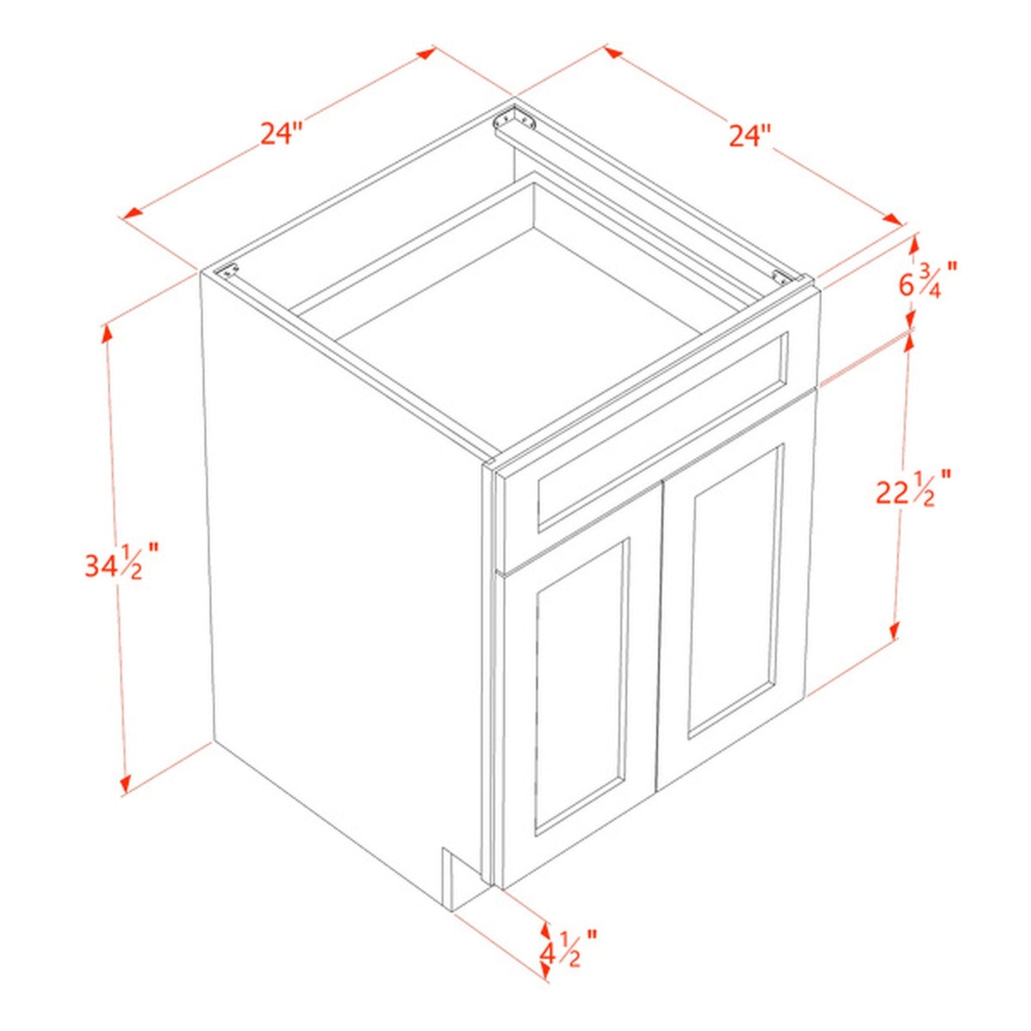 Quik Cabinets B24 Slim Mocha - Dimensions