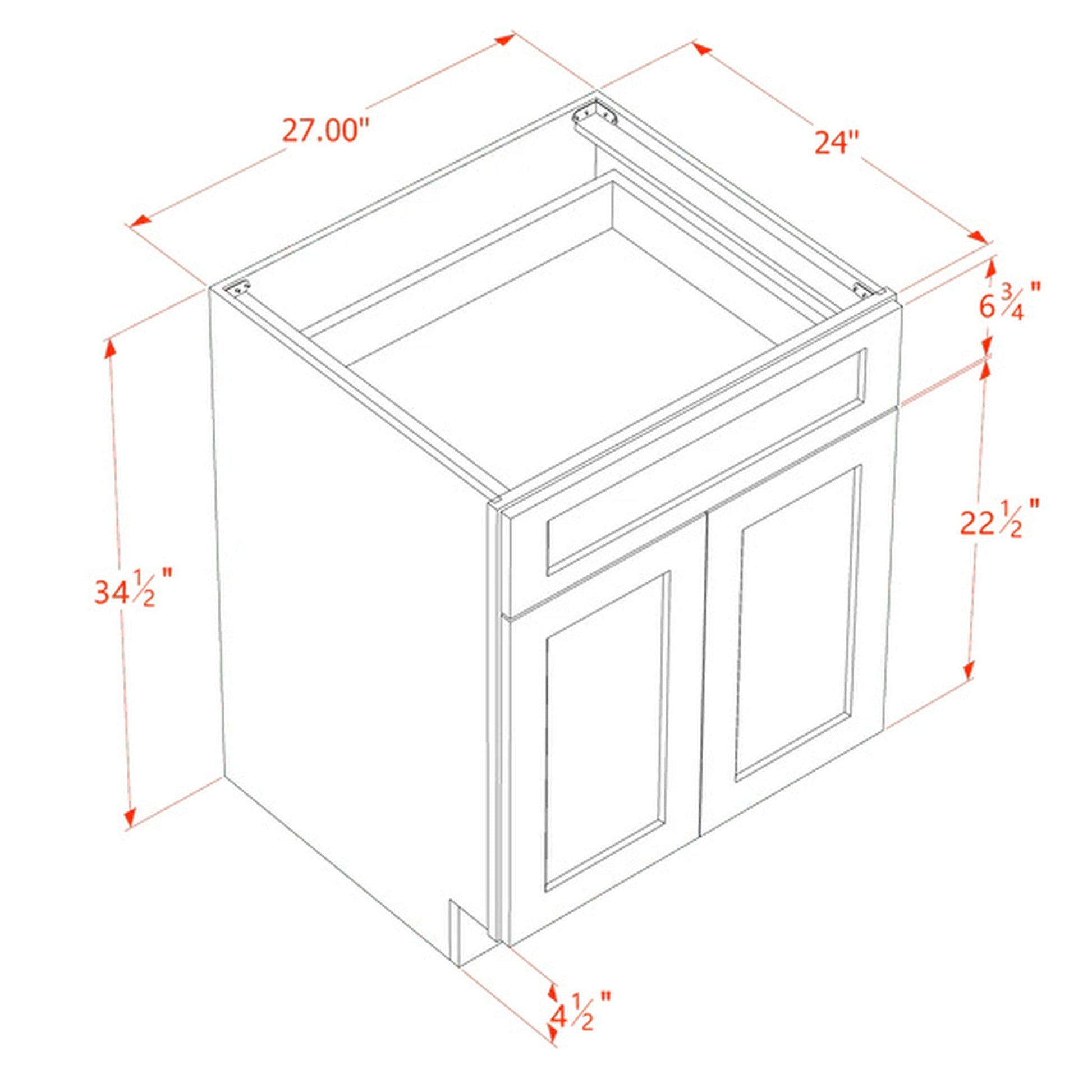 Slim Shaker Base Cabinet 27" (B27) · Slim