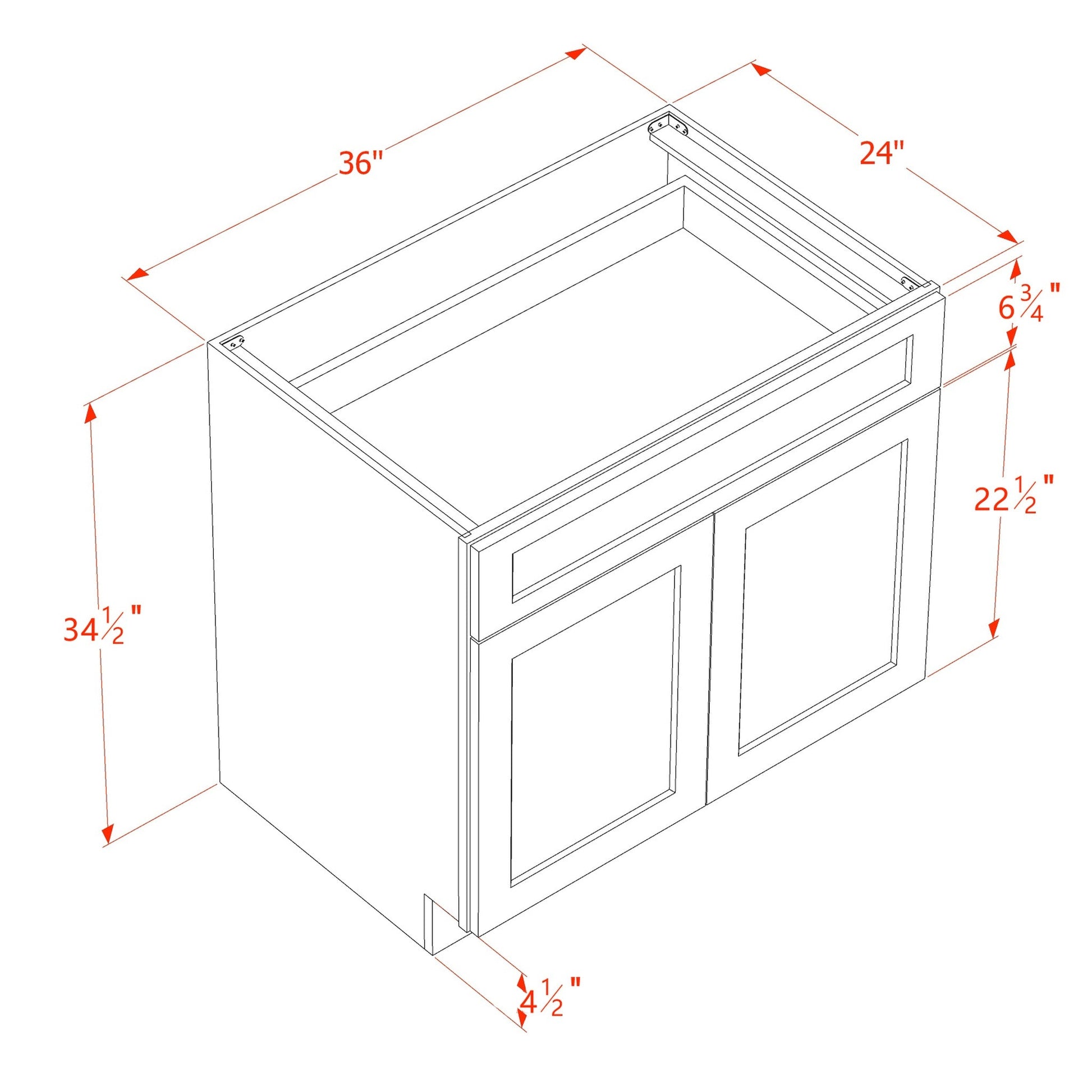 Slim Shaker Base Cabinet 36" (B36) · Slim