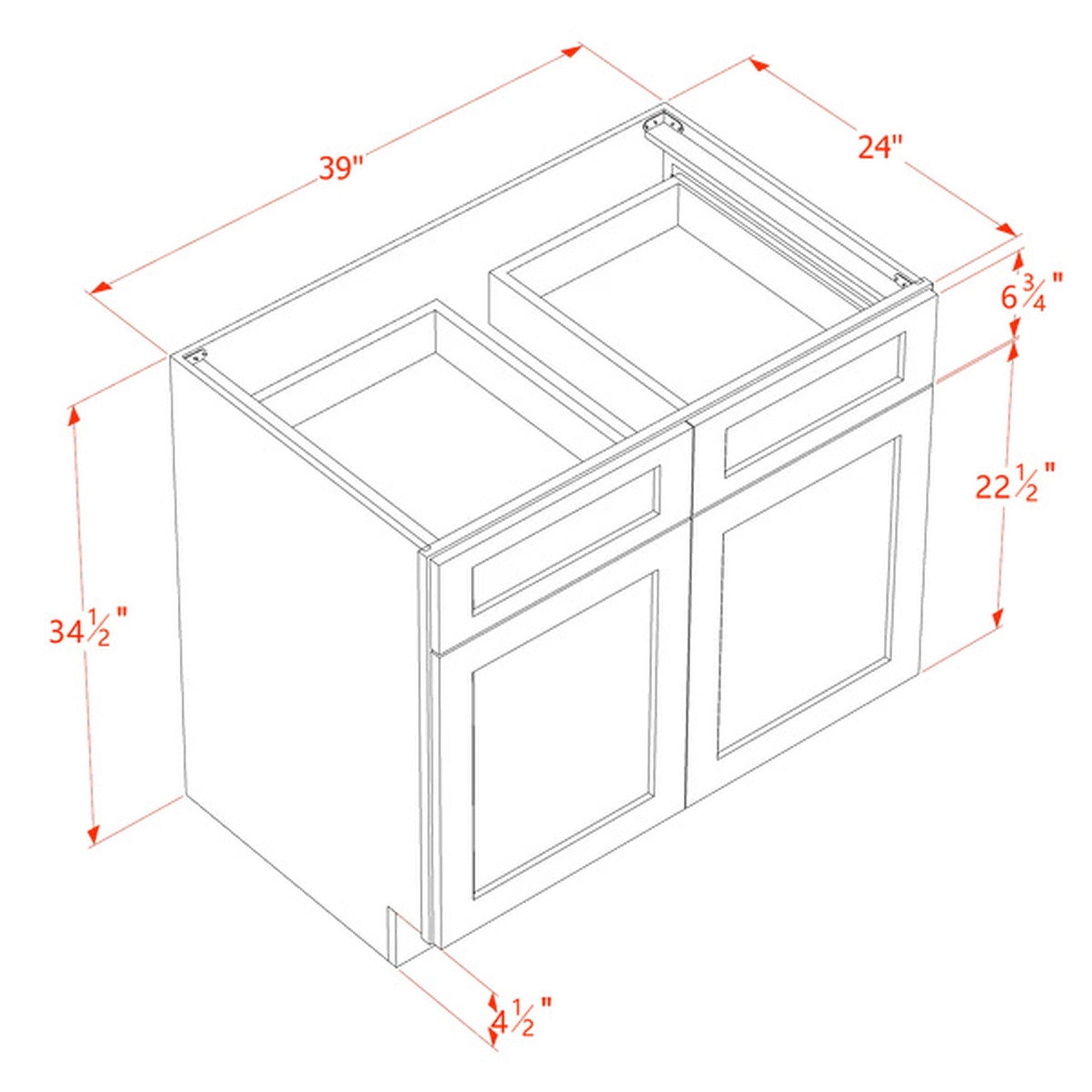 Slim Shaker Base Cabinet 39" (B39) · Slim