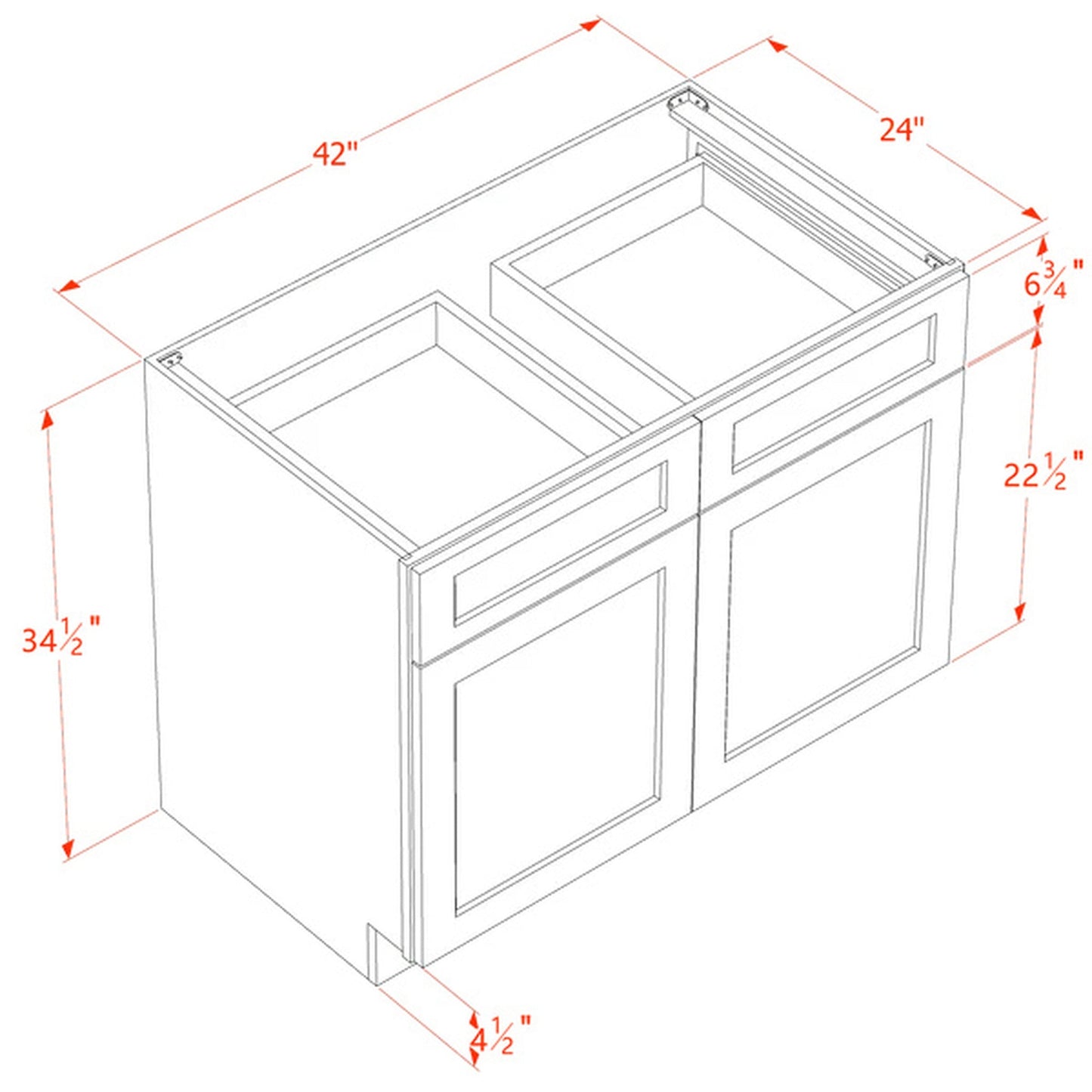 Quik Cabinets B42 Ardelle Timber - Dimensions