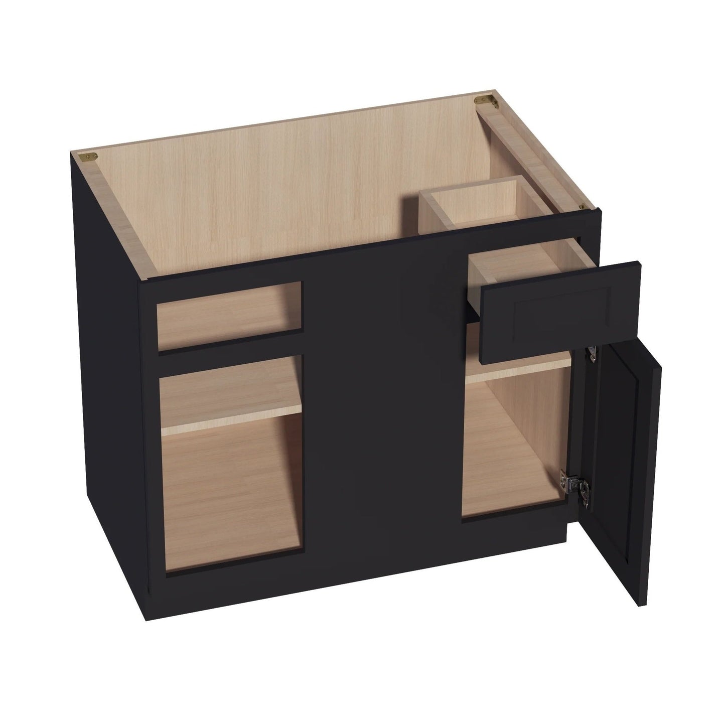 Shaker Corner Base Cabinet 39" (BBC39-42) · Ardelle - Ebony - Interior