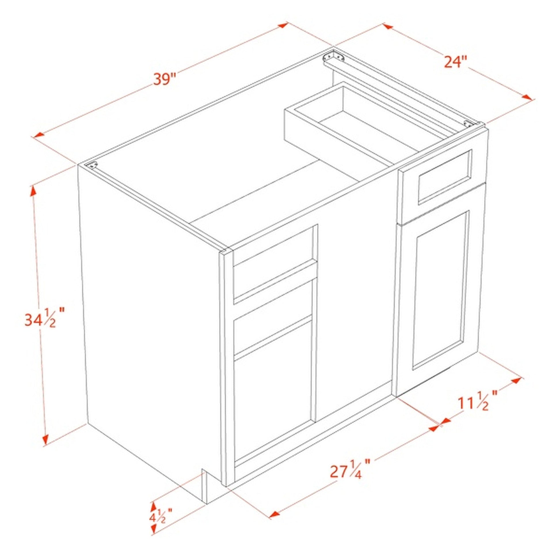 Shaker Corner Base Cabinet 39" (BBC39-42) · Ardelle