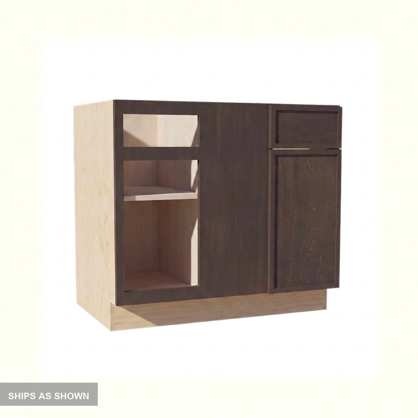 Slim Shaker Corner Base Cabinet 39" (BBC39-42) · Slim - Mocha - Flat Pack