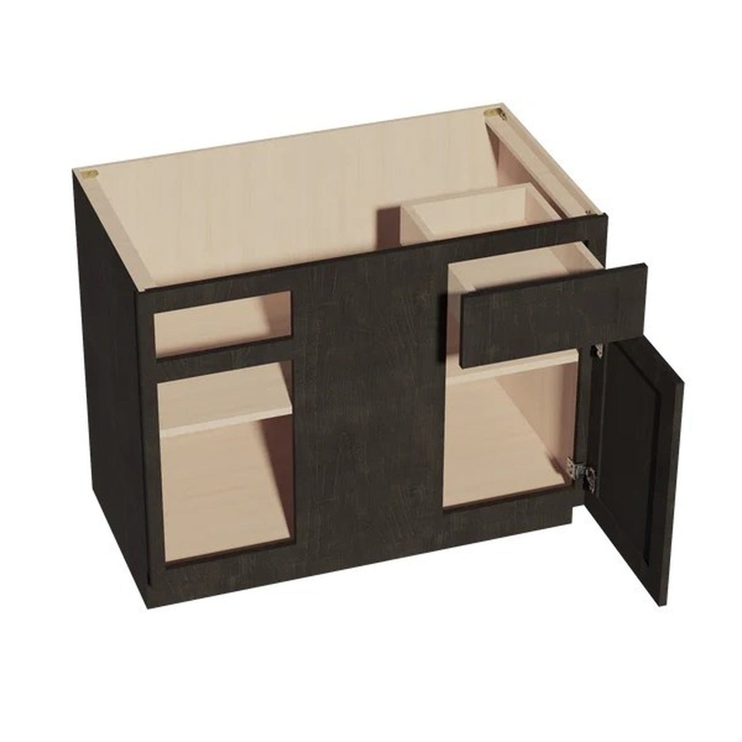 Shaker Corner Base Cabinet 42" (BBC42-45) · Ardelle - Charcoal - Interior
