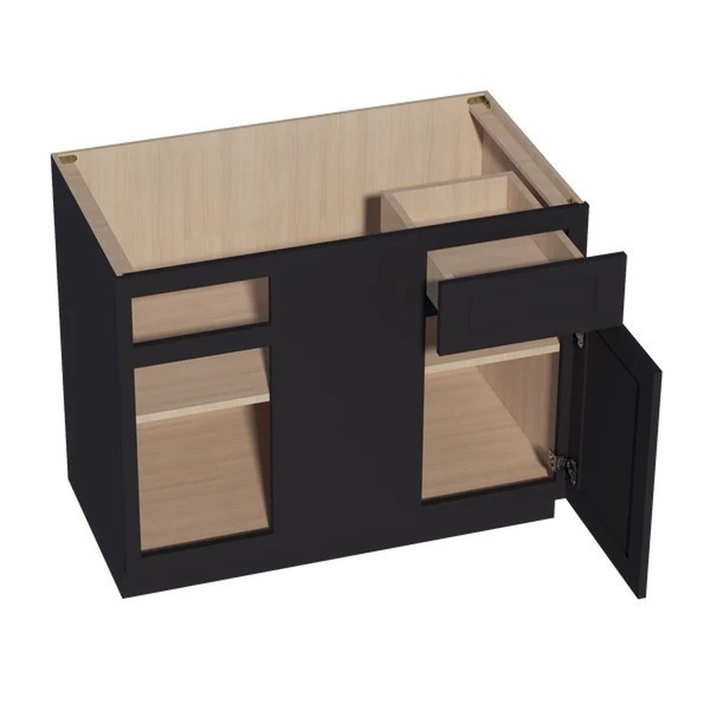 Shaker Corner Base Cabinet 42" (BBC42-45) · Ardelle - Ebony - Interior