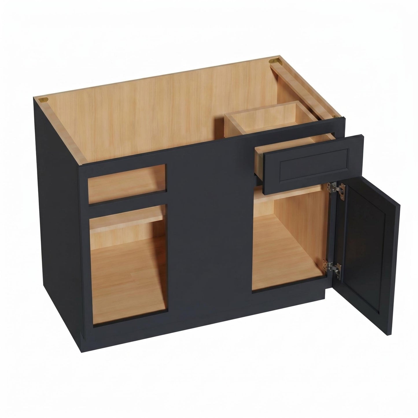Shaker Corner Base Cabinet 45" (BBC45-48) · Ardelle - Ebony - Interior