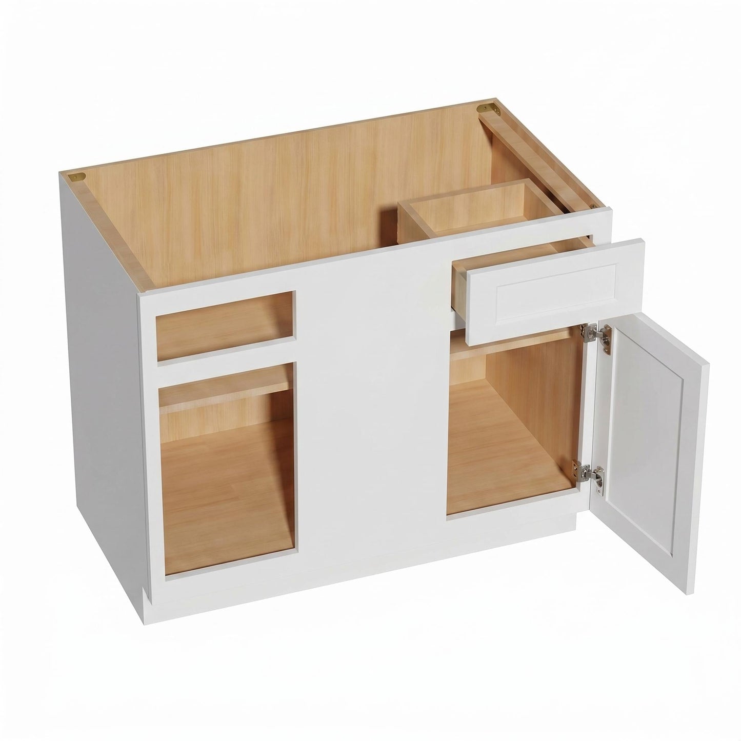 Shaker Corner Base Cabinet 45" (BBC45-48) · Ardelle - White - Interior