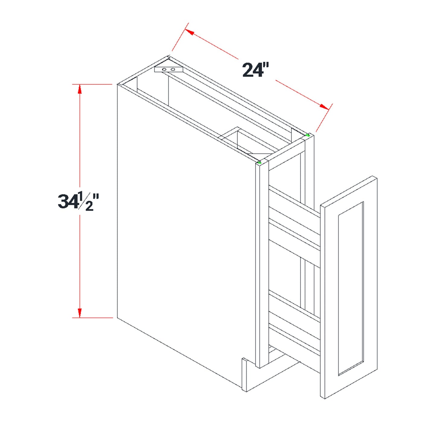 Shaker Pull-Out Cabinet 9" (BF09-PO) · Tallis - Dimensions