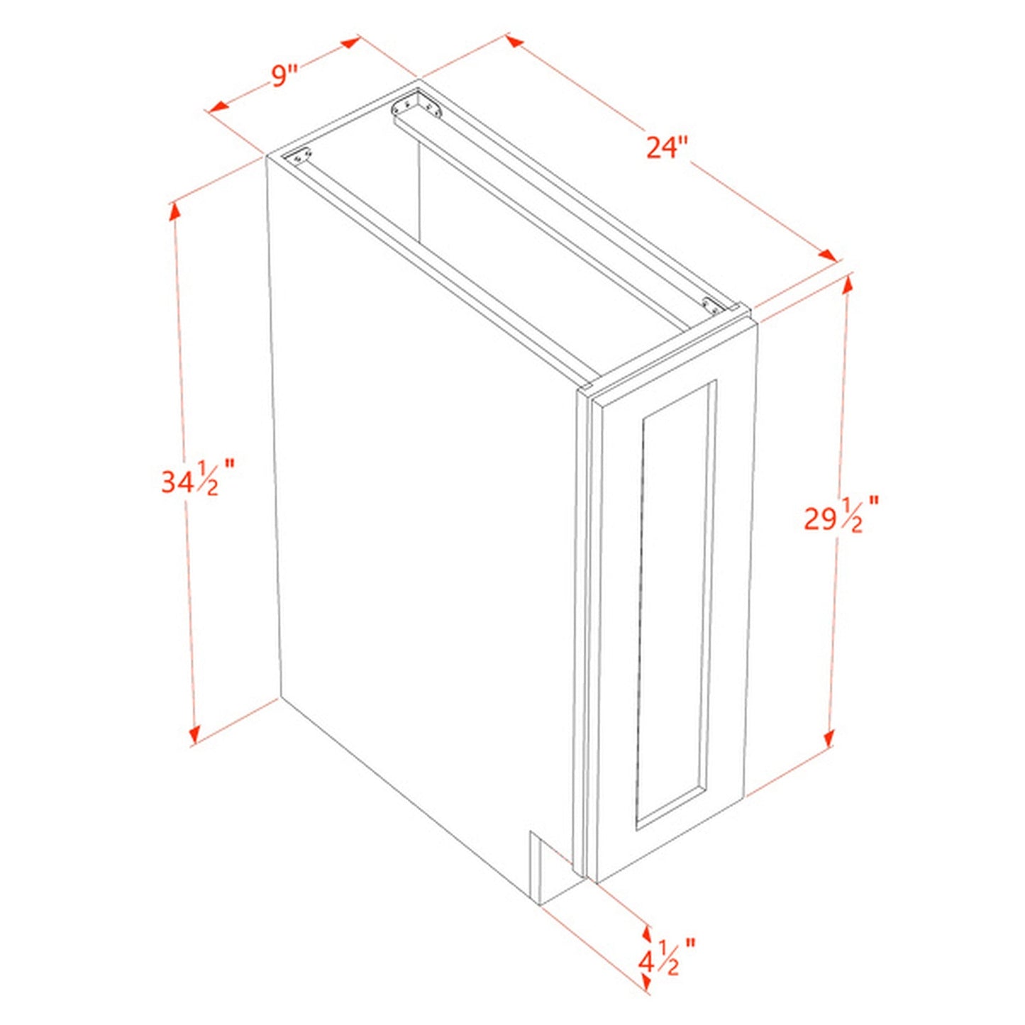 Quik Cabinets BF0924 Slim Mocha - Dimensions