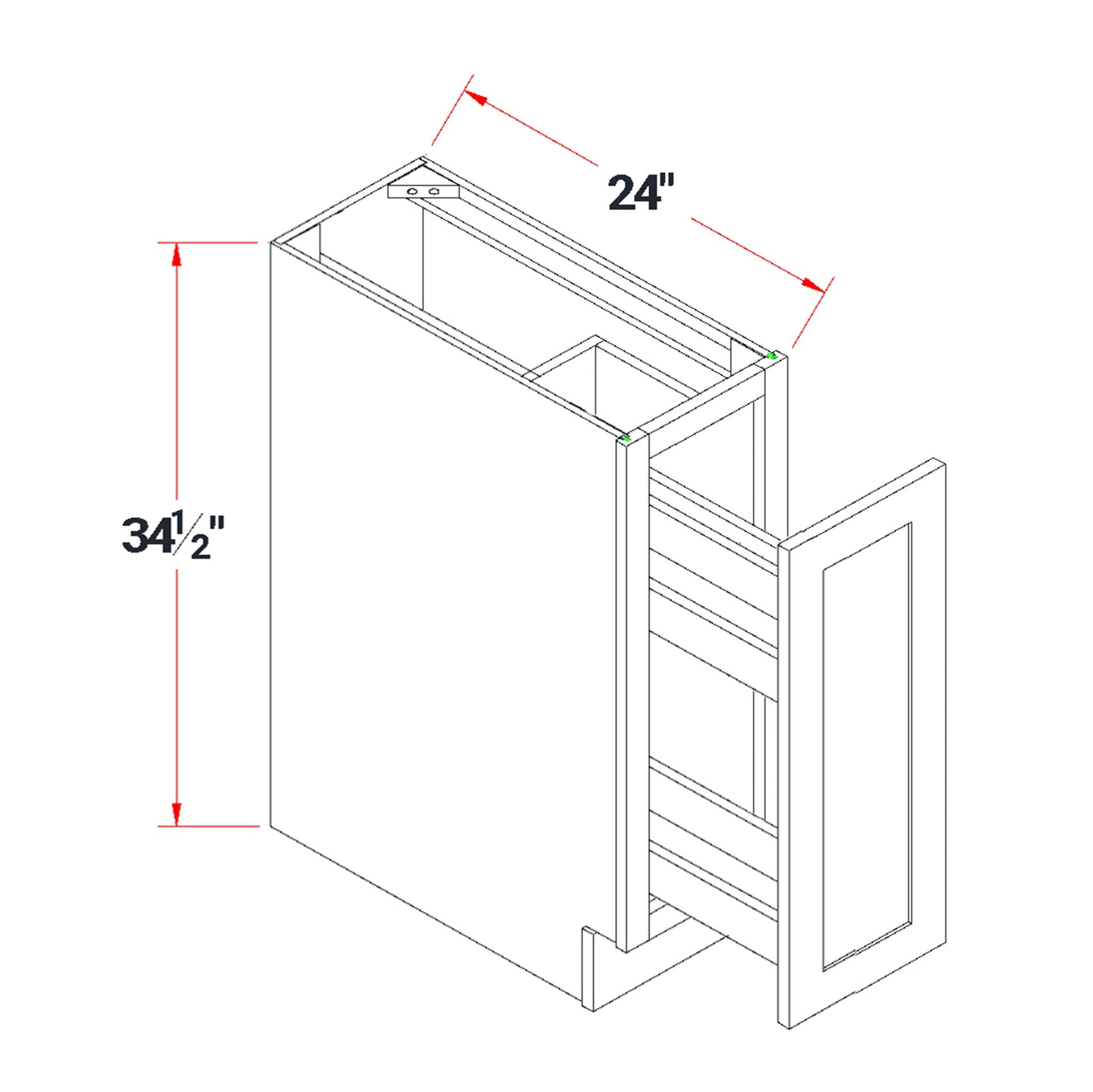 Slim Shaker Pull-Out Cabinet 12" (BF12-PO) · Slim