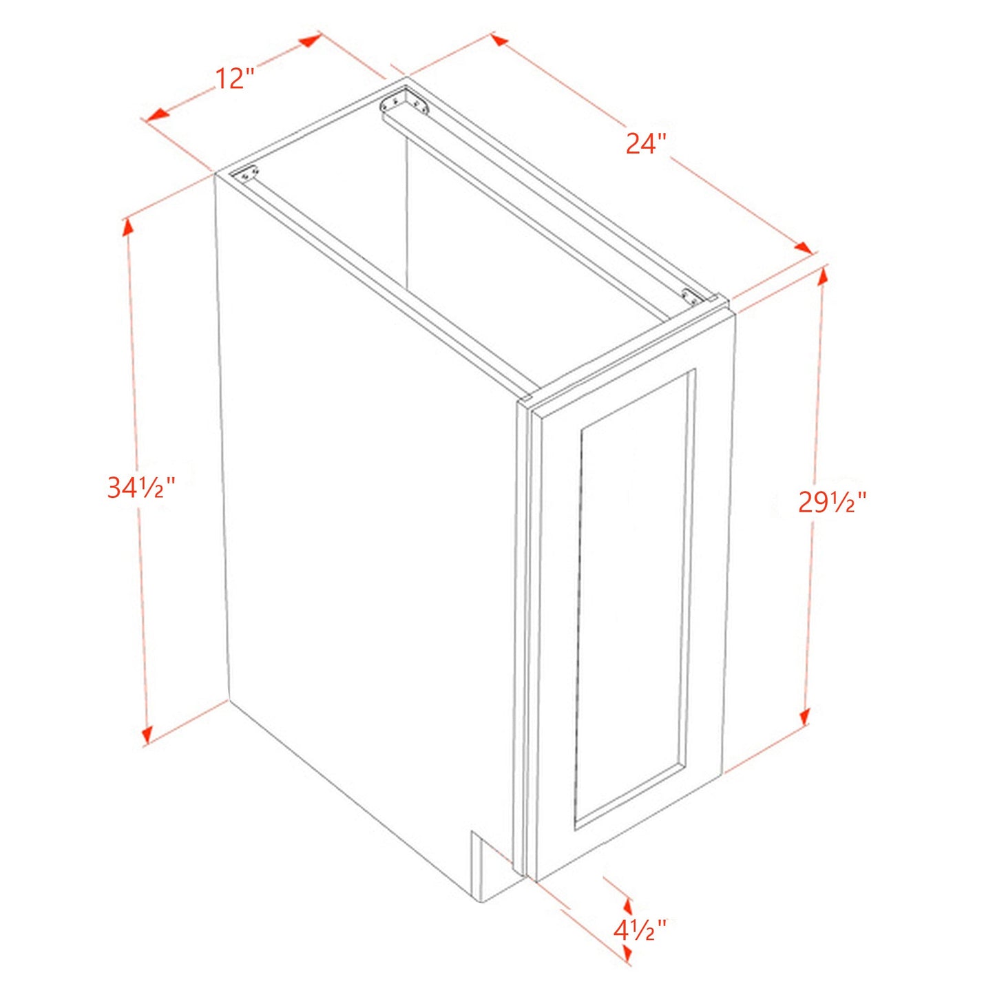 Shaker Base Cabinet 12" (BF1224) · Ardelle - Dimensions