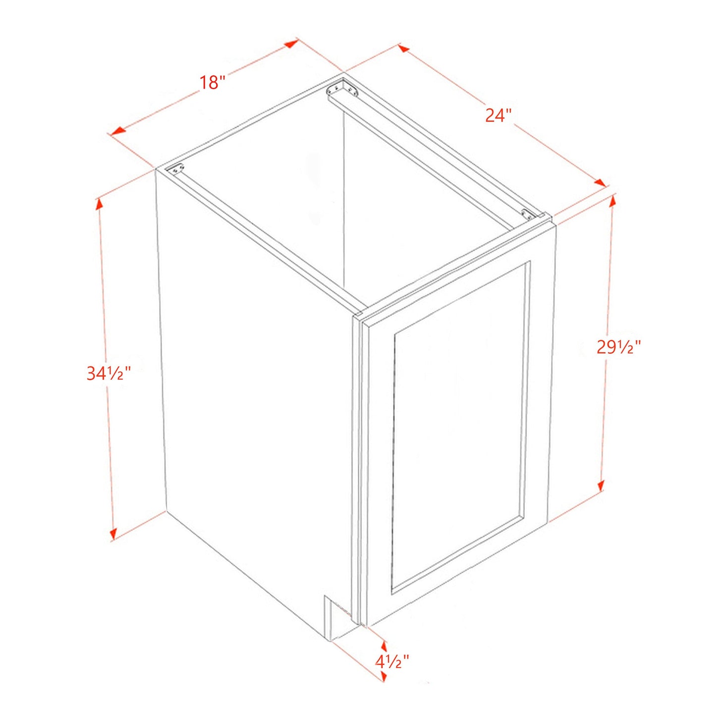 Slim Shaker Base Cabinet 18" (BF1824) · Slim - Dimensions