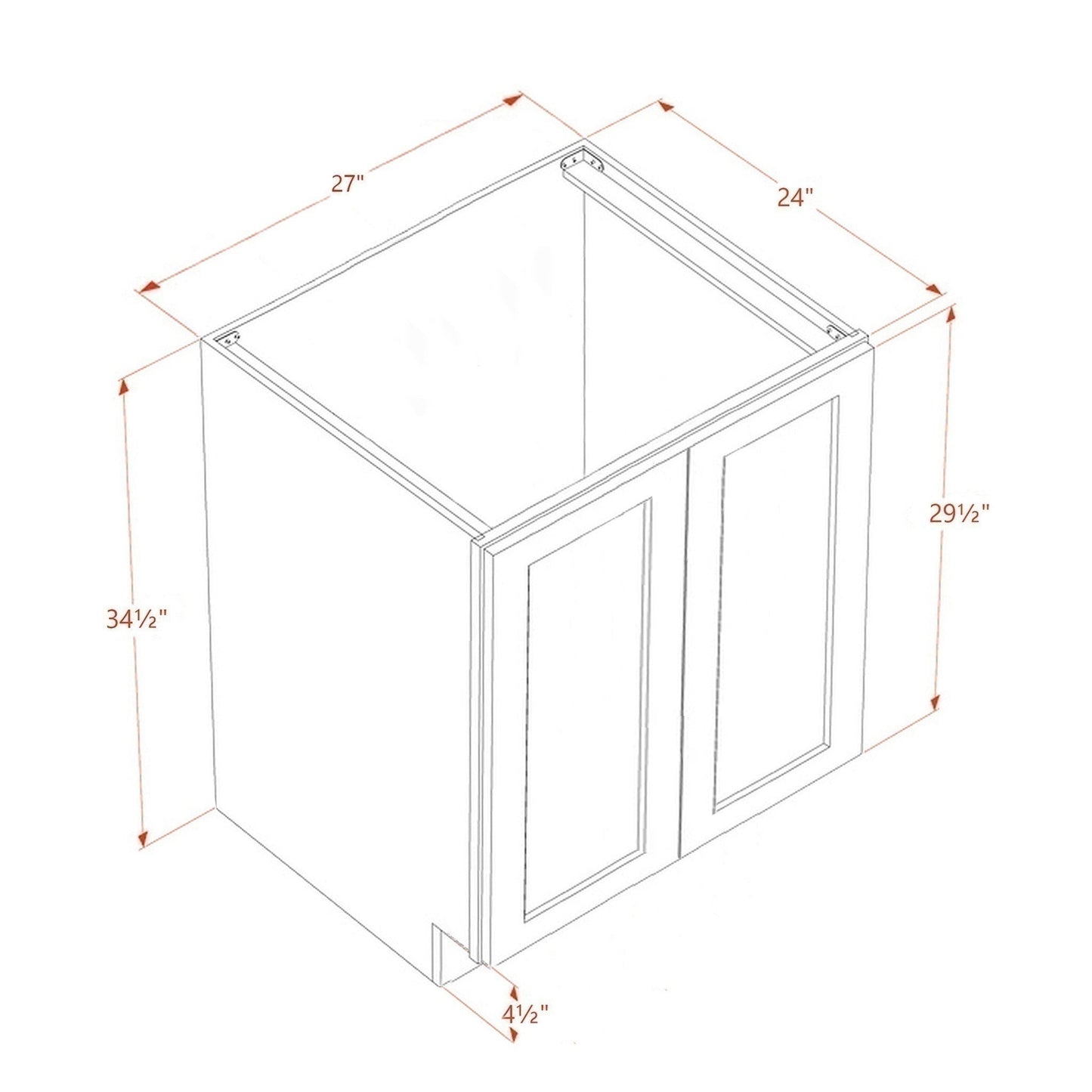 Shaker Base Cabinet 27" (BF2724) · Ardelle - Dimensions