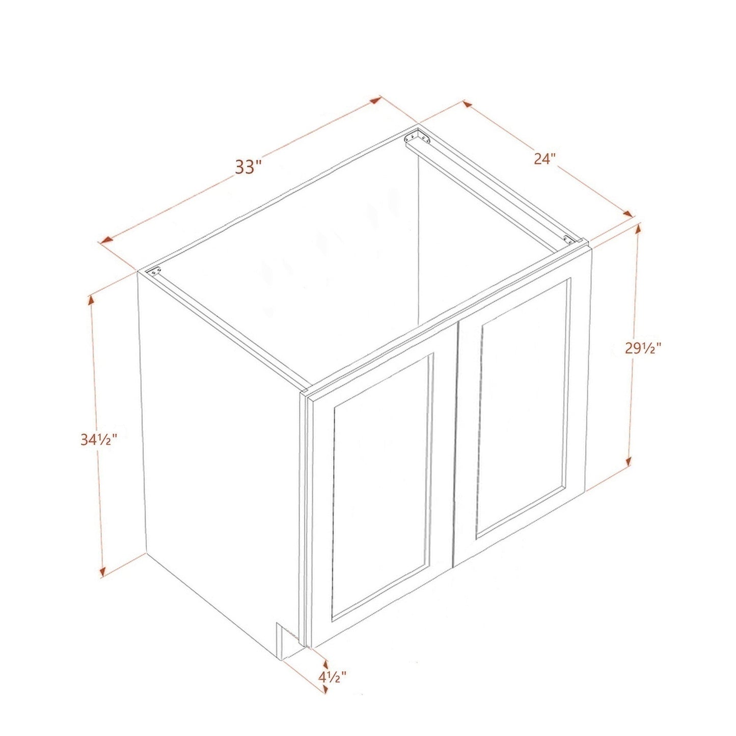 Quik Cabinets BF3324 Slim Mocha - Dimensions
