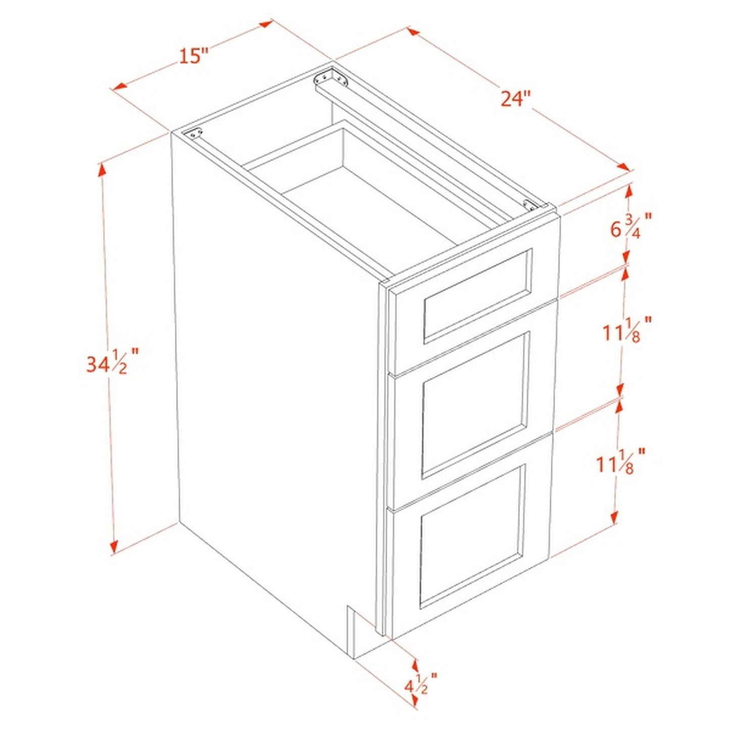 Quik Cabinets DB15 Tallis Swan White - Dimensions