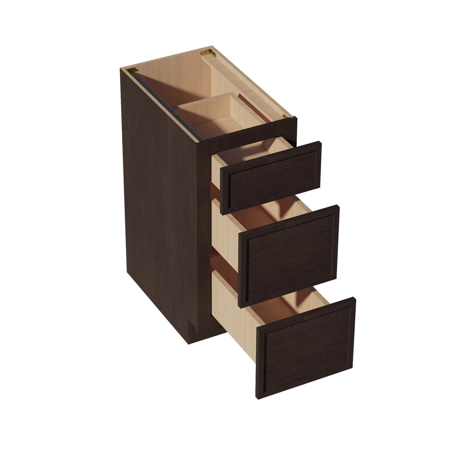Slim Shaker Drawer Base Cabinet 15" (DB15) · Slim - Mocha - Interior