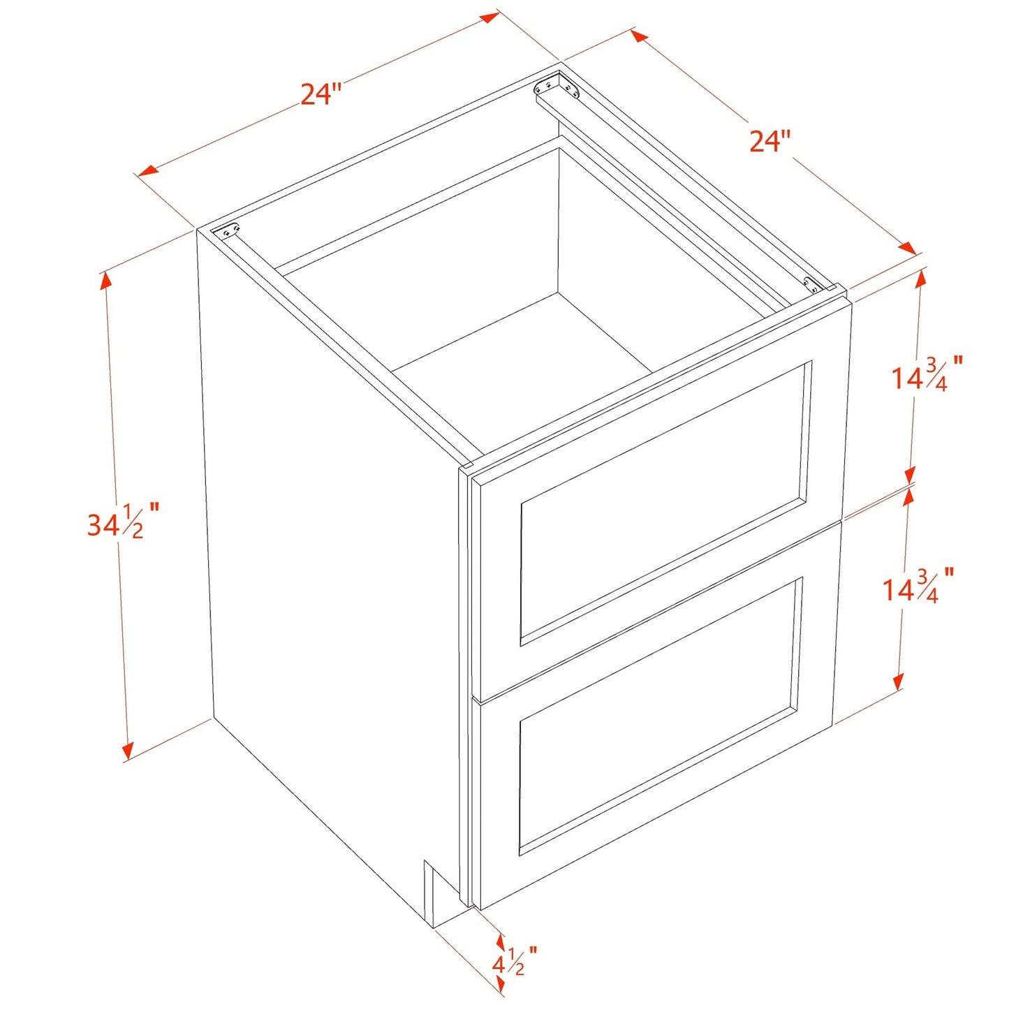 Quik Cabinets DB24-2 Ardelle Timber - Dimensions