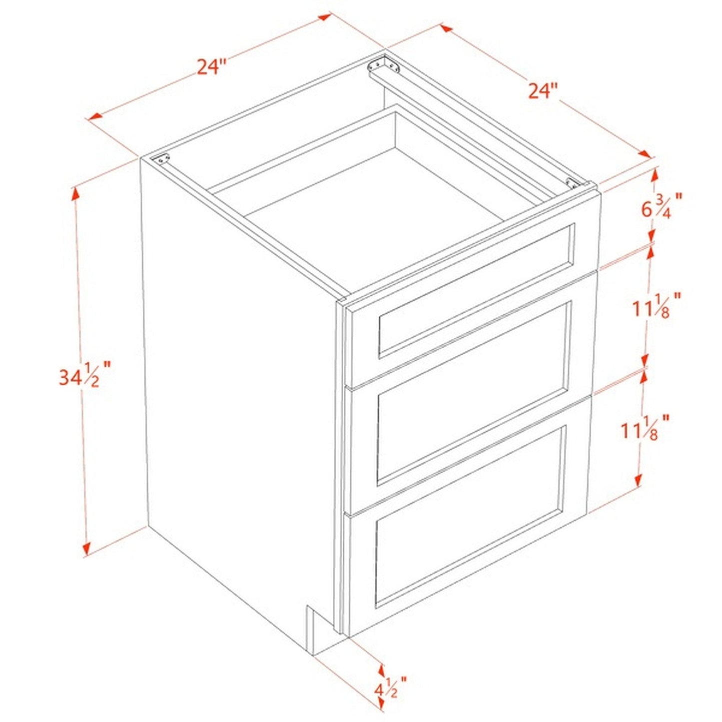 Quik Cabinets DB24 Slim Mocha - Dimensions