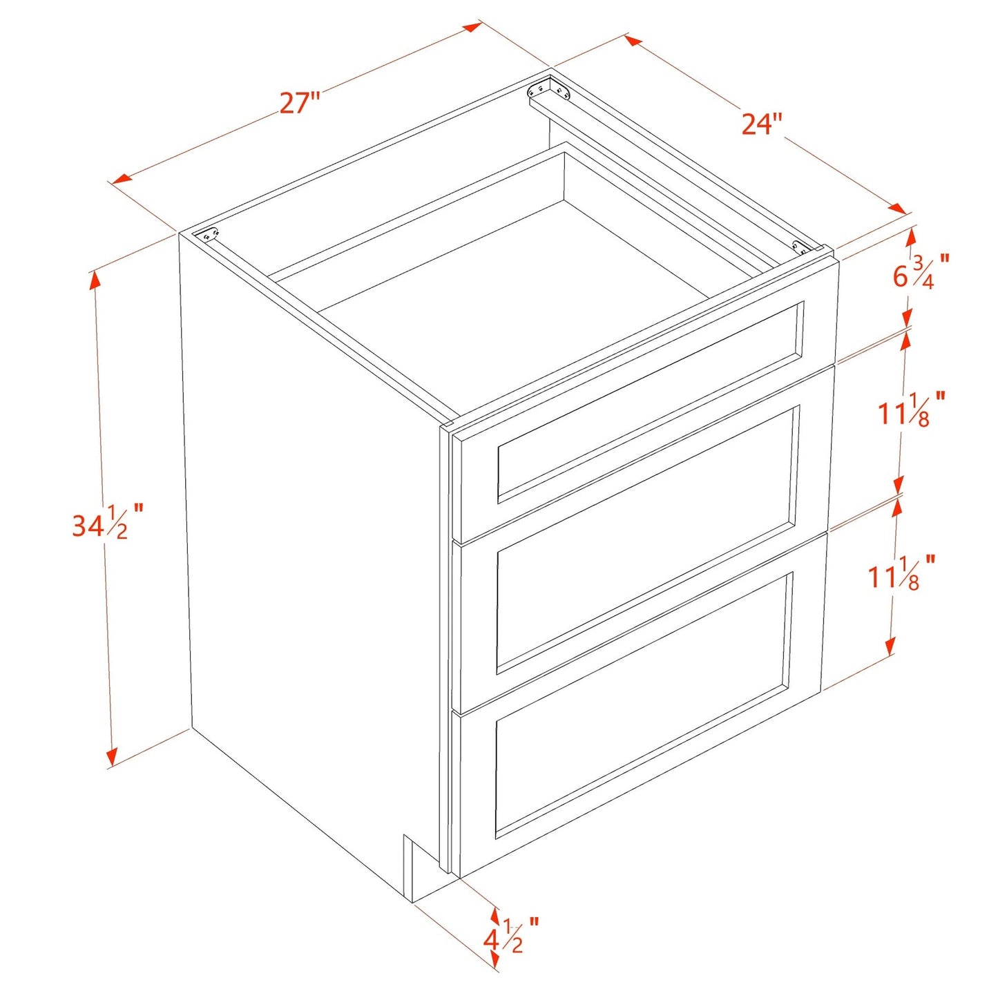 Quik Cabinets DB27 Slim Mocha - Dimensions