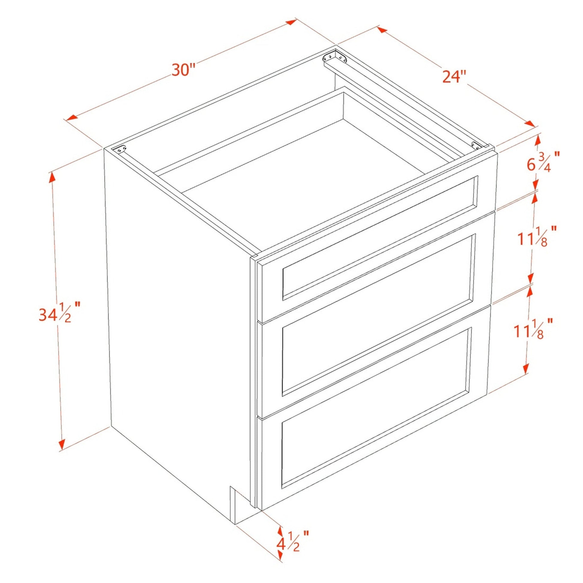 Slim Shaker Drawer Base Cabinet 30" (DB30) · Slim